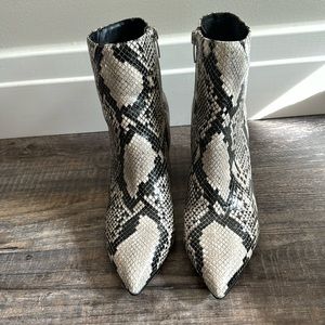 Snake skin heeled booties